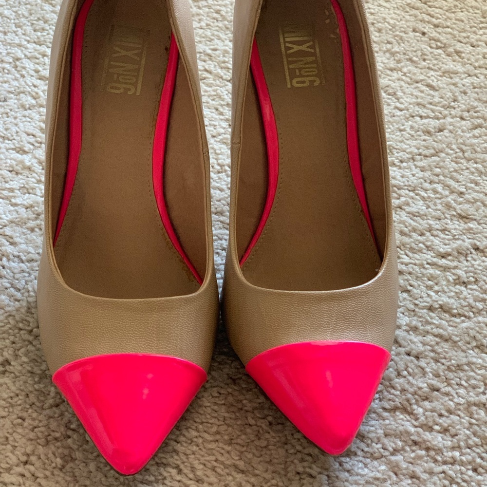 Tan & Neon Pink Heels/ Pumps